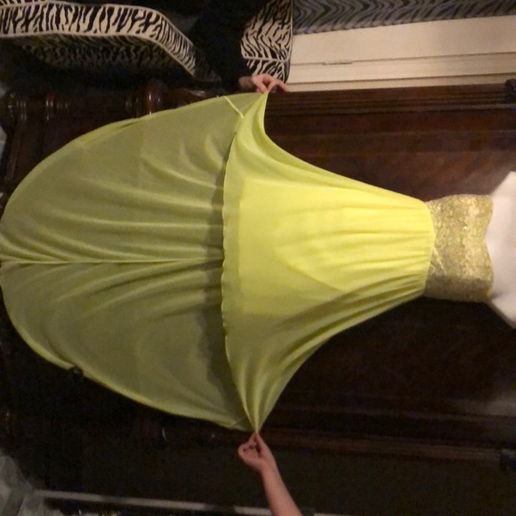 Super Cute Yellow and Silver Prom Dress - Picture 3 of 6